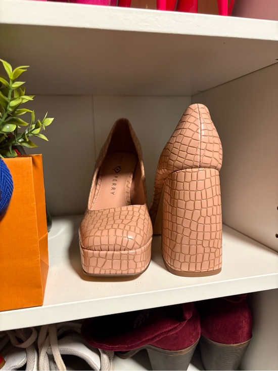 Katy Perry Collections Shoes - Katy Perry Collections Blush Croc-Embossed Platform Pumps